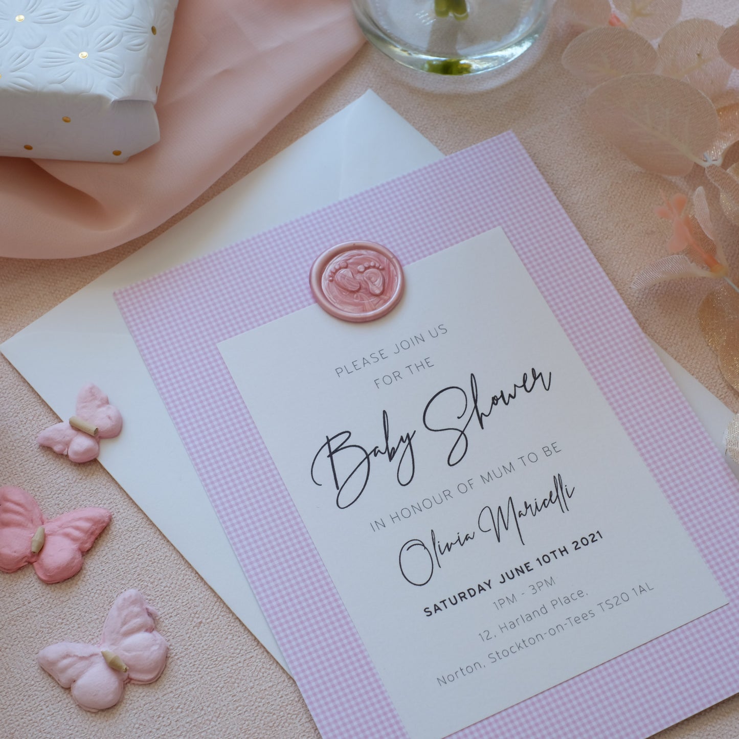 Pink Invitation With Pearl Pink Wax Seal