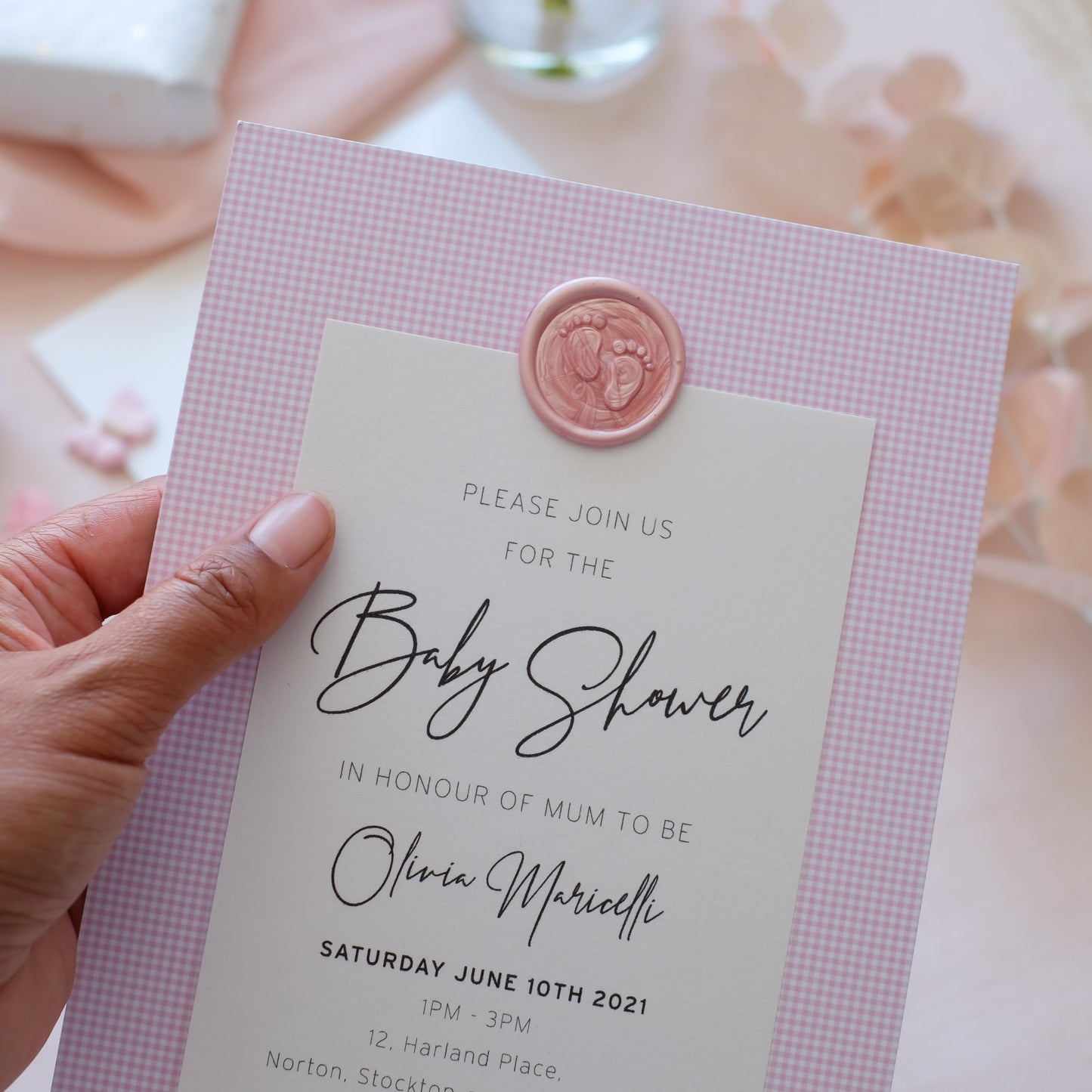 Pink Invitation With Pearl Pink Wax Seal