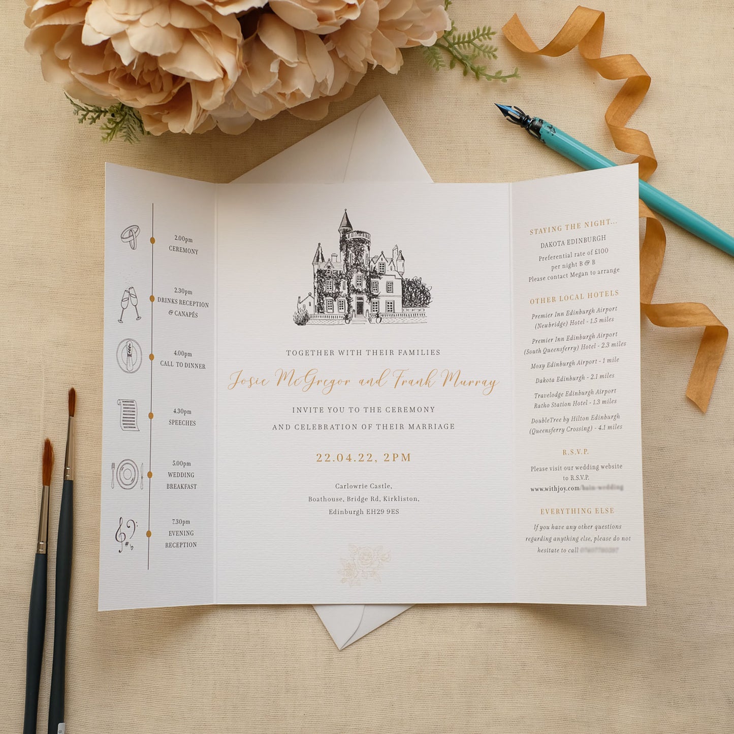 Wedding Invitation With Venue Illustration